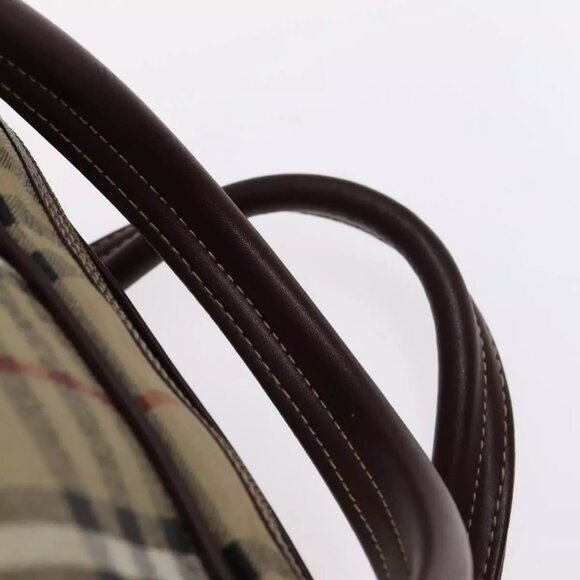 Burberrys Nova Check Boston Bag PVC Leather Beige Auth - Picture 7 of 16